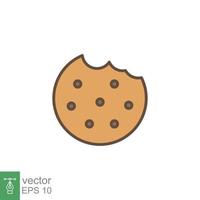 Bitten round cookie icon. Simple flat style sign, filled outline symbol. Browser concept for app and web design. Vector illustration isolated on white background. EPS 10.