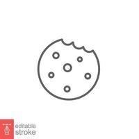 Cookie icon. Outline style sign symbol. Browser concept for app and web design. Vector illustration isolated on white background. Editable stroke EPS 10.