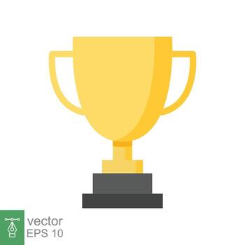 Trophy icon. Simple flat style for app and web design element. Winner, award, cup, champ, contest, prize, won concept. Vector illustration isolated on white background. EPS 10.