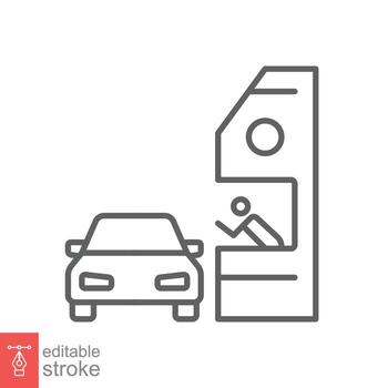 Drive through line icon. Simple outline style symbol for web, mobile, ui design. Thru, window, car, restaurant, shop concept. Vector illustration isolated on white background. Editable stroke EPS 10.