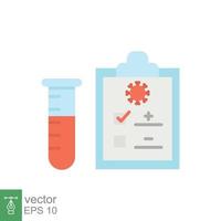 Covid test icon. Simple flat style. Positive corona virus result, negative, rapid, plasma, research, medical concept. Vector illustration isolated on white background. EPS 10.