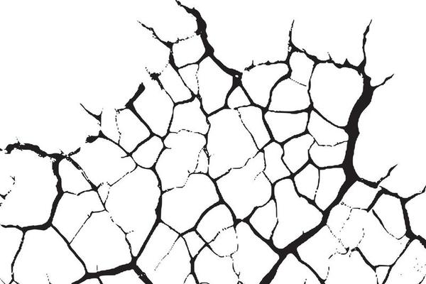 Split, crack and black hole in the wall or on the ground. Damage from natural disasters, earthquakes or drought. Catastrophe after the war.