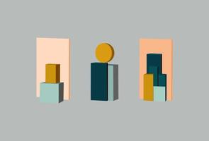 Set of minimalist geometric brutal shapes.Colorful basic memphis  abstract forms.Bauhaus elements. Art vector set en trendy modern colors.