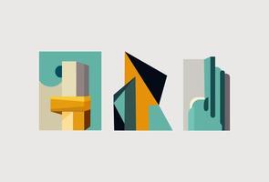 Set of minimalist geometric brutal shapes.Colorful basic memphis  abstract forms.Bauhaus elements. Art vector set en trendy modern colors.