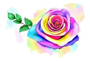 Delicate Rainbow Watercolor Rose vector