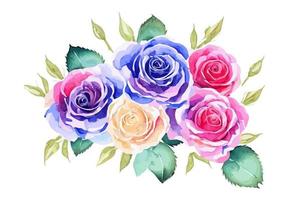 Pretty Colorful Watercolor Bouquet Roses vector