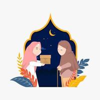 charity muslim cartoon illustration vector