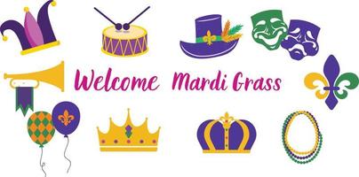 vector conjunto de mardi gras elementos