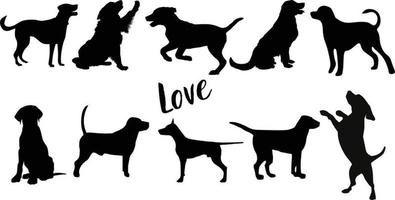 vector set of dog silhouette illustrations