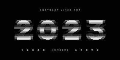 Numbers set logo lines abstract art modern vector