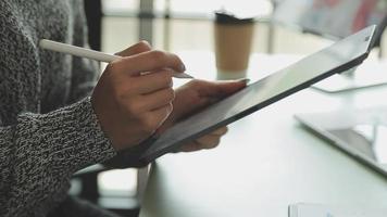 Financial Business team present. Business man hands hold documents with financial statistic stock photo, discussion, and analysis report data the charts and graphs. Finance Financial concept video