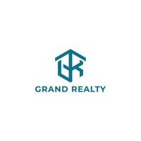 Abstract initial letter GR or RG logo in blue color isolated in white background applied for real estate investment company logo also suitable for the brands or companies have initial name RG or GR. vector