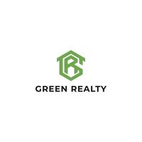 Abstract initial letter GR or RG logo in green color isolated in white background applied for real estate company logo also suitable for the brands or companies have initial name RG or GR. vector