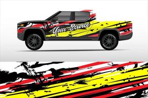 Truck sticker wrap design, graphic abstract grunge line design for adventure and racing. vector