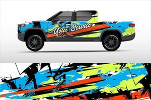 Truck sticker wrap design, graphic abstract grunge line design for adventure and racing. vector