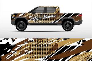 Truck sticker wrap design, graphic abstract grunge line design for adventure and racing. vector