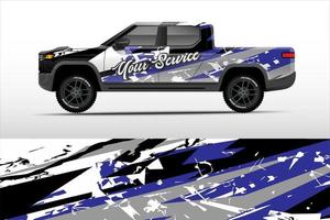 Truck sticker wrap design, graphic abstract grunge line design for adventure and racing. vector