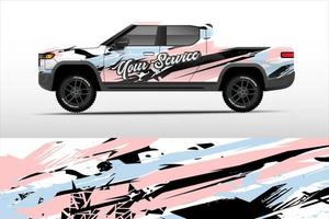 Truck sticker wrap design, graphic abstract grunge line design for adventure and racing. vector