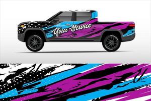 Truck sticker wrap design, graphic abstract grunge line design for adventure and racing. vector