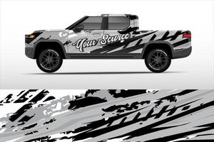 Truck sticker wrap design, graphic abstract grunge line design for adventure and racing. vector