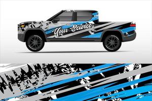 Truck sticker wrap design, graphic abstract grunge line design for adventure and racing. vector