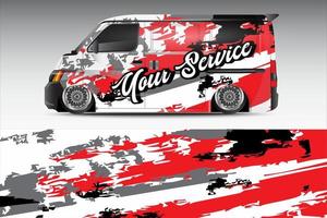 racing car wrap design for vehicle vinyl stickers and grunge motif sticker livery vector