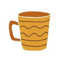 Hand drawn cup mug. Cup in doodle cartoon style. Vector illustration isolated.