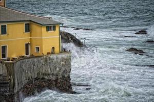 Sea Storm on Genova pictoresque boccadasse village photo