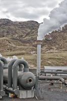 A pipeline in the heating geo thermal farm in Iceland photo