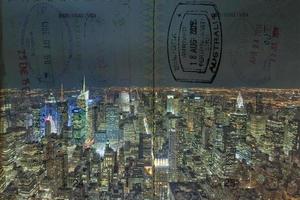 Passport over New York scenic destination photo