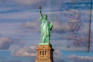 Passport over New York scenic destination photo