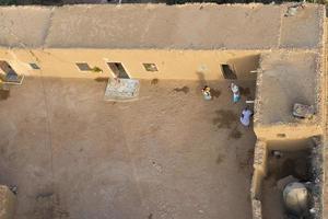Maroc settlement in the desert near Marrakech aerial view photo