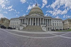 Washington DC Capitol viewl on cloudy sky photo