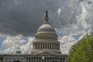 Washington DC Capitol view on cloudy sky photo