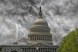Washington DC Capitol view on cloudy sky photo