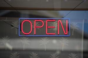 open neon sign isolated photo