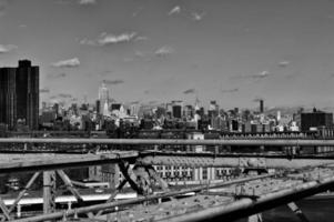 New York City Panorama View from  Brooklyn in black and white photo