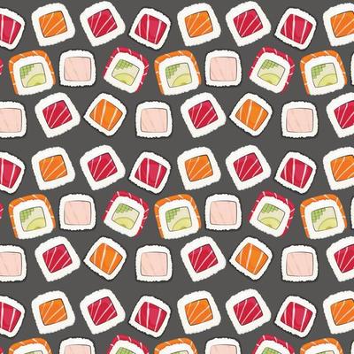 Sushi seamless pattern, Asian Food, Japanese sushi background