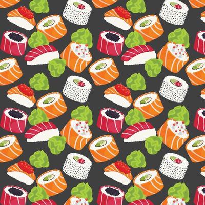 Sushi seamless pattern, Asian Food, Japanese sushi background