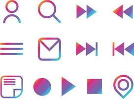 Gradient Color Icon Interface Set vector