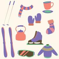 Flat Winter Clothes and Essentials vector