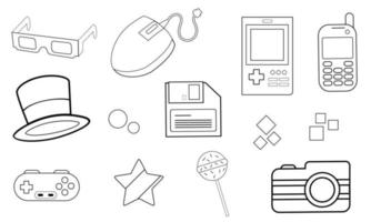 Outline Nostalgic 90's Element Collection vector