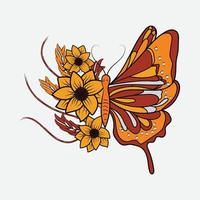 Butterfly with roses vector