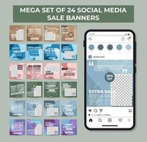 mega set of social media sales banner post template vector