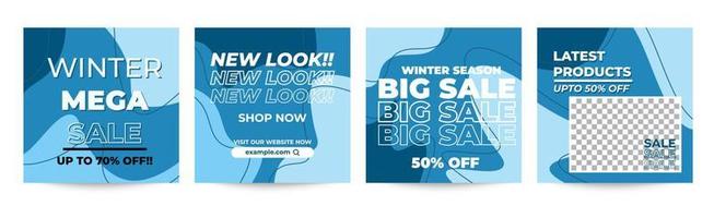 winter sales banners social media post vector