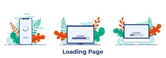 Loading bar on the screen of desktop computer, laptop, smartphone, System software update, upgrade or loading process flat vector illustration landing page, UI, mobile app