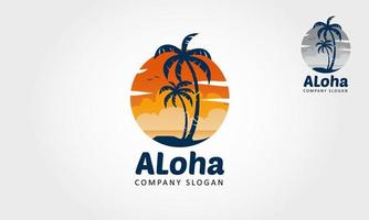 aloha vector logo modelo. esta logo será ser usado para ninguna tipo de playa comida o playa hotel relacionado negocio.