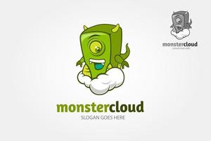 monstruo nube vector logo mascota. contento dibujos animados monstruo en el nube. logo vector ilustración.