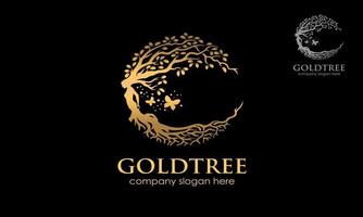 Gold Tree Vector Logo Template. Awesome Logo template that combine person image with gold leaf that means. Healthy Life, perfect for health company, etc.