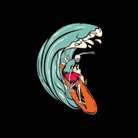surfing skull beach vector illustration